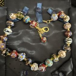 BEAUTIFUL VINTAGE Wedding Cake Murano Venetian Glass Chocker Necklace 16-17.5