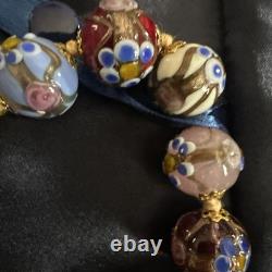 BEAUTIFUL VINTAGE Wedding Cake Murano Venetian Glass Chocker Necklace 16-17.5