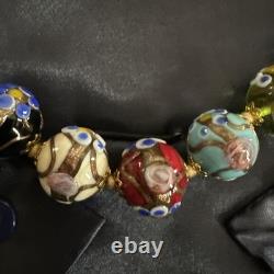 BEAUTIFUL VINTAGE Wedding Cake Murano Venetian Glass Chocker Necklace 16-17.5