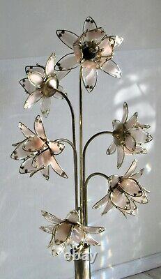 BIG Lotus Murano Italian Glass Side Lamp Vintage Antique Flowers