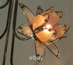 BIG Lotus Murano Italian Glass Side Lamp Vintage Antique Flowers