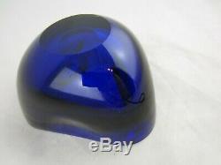 BIG Murano Poli Seguso era blue amber art glass triangle geode bowl vintage