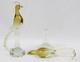 Barbini Murano Yellow Glass 13 Bird of Paradise Pair (1 BROKEN) Vintage MCM