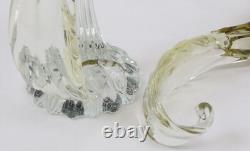 Barbini Murano Yellow Glass 13 Bird of Paradise Pair (1 BROKEN) Vintage MCM