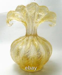 Barovier Cordonado d'Oro Gold on Crystal Vintage Murano Glass 8h gem On Sale