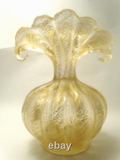 Barovier Cordonado d'Oro Gold on Crystal Vintage Murano Glass 8h gem On Sale