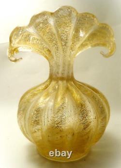 Barovier Cordonado d'Oro Gold on Crystal Vintage Murano Glass 8h gem On Sale