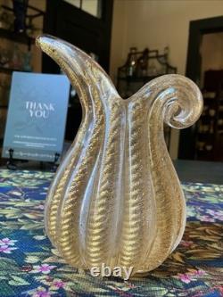 Barovier Toso Murano Art Glass Vase Cordonato d'Oro Gold Inclusion Rope Vintage