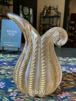 Barovier Toso Murano Art Glass Vase Cordonato d'Oro Gold Inclusion Rope Vintage