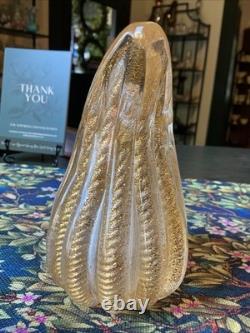 Barovier Toso Murano Art Glass Vase Cordonato d'Oro Gold Inclusion Rope Vintage