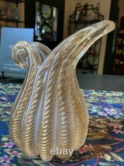 Barovier Toso Murano Art Glass Vase Cordonato d'Oro Gold Inclusion Rope Vintage