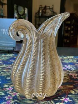 Barovier Toso Murano Art Glass Vase Cordonato d'Oro Gold Inclusion Rope Vintage