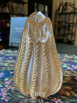 Barovier Toso Murano Art Glass Vase Cordonato d'Oro Gold Inclusion Rope Vintage