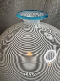 Barovier & Toso Signed Vintage Murano Glass Vase Mezza Filigrana 9 3/4 Inches