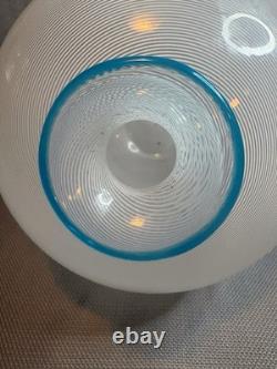 Barovier & Toso Signed Vintage Murano Glass Vase Mezza Filigrana 9 3/4 Inches