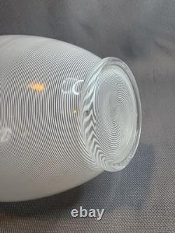 Barovier & Toso Signed Vintage Murano Glass Vase Mezza Filigrana 9 3/4 Inches