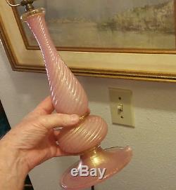 Barovier & Toso antique pink gold table lamp murano vtg new york city art glass