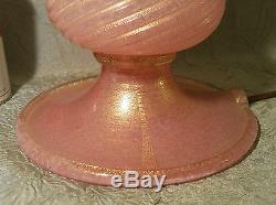 Barovier & Toso antique pink gold table lamp murano vtg new york city art glass