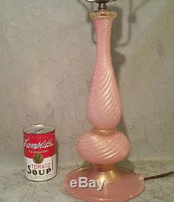Barovier & Toso antique pink gold table lamp murano vtg paris london art glass