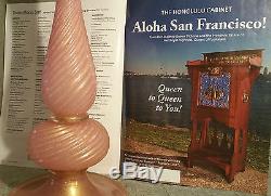 Barovier & Toso antique pink gold table lamp murano vtg paris london art glass