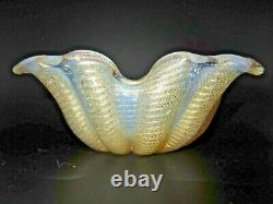 Barovier Toso square Murano Cordonato d'Oro 24k Gold Rope opaline art glass bowl