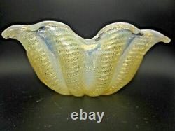 Barovier Toso square Murano Cordonato d'Oro 24k Gold Rope opaline art glass bowl