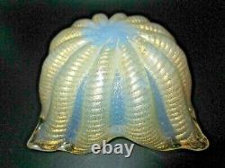 Barovier Toso square Murano Cordonato d'Oro 24k Gold Rope opaline art glass bowl