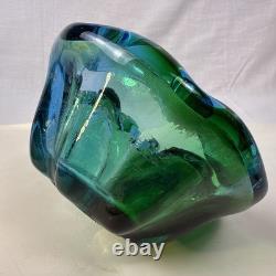 Beautiful Blue Green Hues Vintage Murano Glass Bowl Dish Rolled Edge 6 X 3