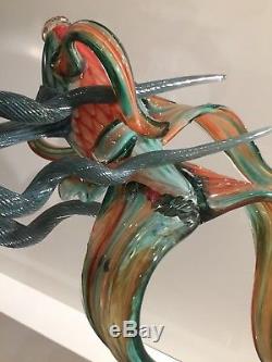 Beautiful Colorful Vintage Murano Style Glass Fish Sculpture Chihuly Inspired