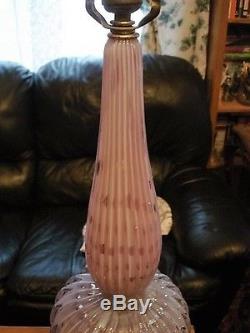 Beautiful Large Vintage Pink Opalescent Bubble Murano Glass Lamp