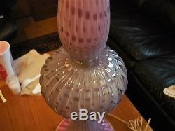 Beautiful Large Vintage Pink Opalescent Bubble Murano Glass Lamp