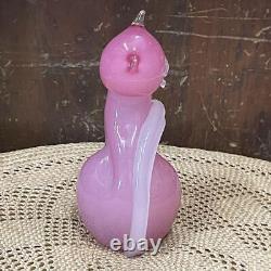 Beautiful Murano Glass Cat Figurine Interior Glass Pink 6in Anyique Vintage