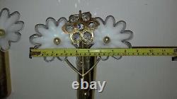 Beautiful Pair Vintage Flower Murano Glass Appliques Sconces