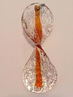 Beautiful Vintage 1970s Mid Century Murano Amber & Clear Glass Wall Light Sconce