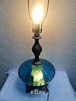 Beautiful Vintage Blue Murano Glass Hollywood Regency Lamp