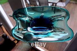 Beautiful Vintage Murano Glass Blue And Green Bowl