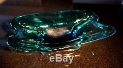 Beautiful Vintage Murano Glass Blue And Green Bowl