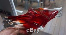 Beautiful Vintage Murano Ruby Glass Centerpiece Bowl