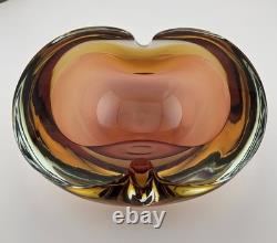 Beautiful Vintage Murano Sommerso Flavio Poli Seguso Glass Bowl Dish Ashtray 6.5