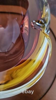 Beautiful Vintage Murano Sommerso Flavio Poli Seguso Glass Bowl Dish Ashtray 6.5