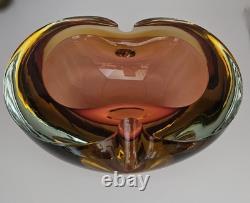 Beautiful Vintage Murano Sommerso Flavio Poli Seguso Glass Bowl Dish Ashtray 6.5