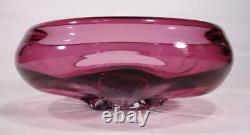 Beautiful Vintage Retro Italian Murano Art Glass Bowl Cranberry Blue