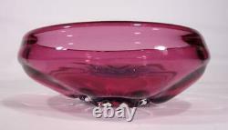 Beautiful Vintage Retro Italian Murano Art Glass Bowl Cranberry Blue