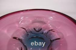 Beautiful Vintage Retro Italian Murano Art Glass Bowl Cranberry Blue