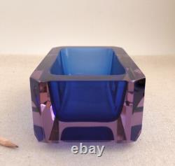 Big Murano Geode Catchall Sommerso Glass Bowl Dish Seguso Flavio Poli MCM Vtg