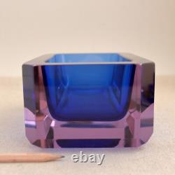 Big Murano Geode Catchall Sommerso Glass Bowl Dish Seguso Flavio Poli MCM Vtg