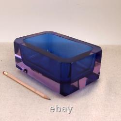 Big Murano Geode Catchall Sommerso Glass Bowl Dish Seguso Flavio Poli MCM Vtg