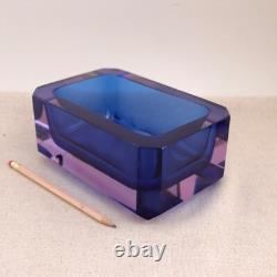Big Murano Geode Catchall Sommerso Glass Bowl Dish Seguso Flavio Poli MCM Vtg