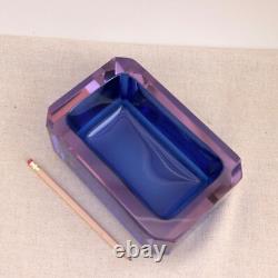 Big Murano Geode Catchall Sommerso Glass Bowl Dish Seguso Flavio Poli MCM Vtg