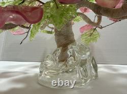Big Vintage RARE MURANO Art Glass Wired Floral Table Arrangement PINK GREEN 13